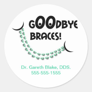 Goodbye Braces Green Orthodontist Patient Custom Classic Round Sticker