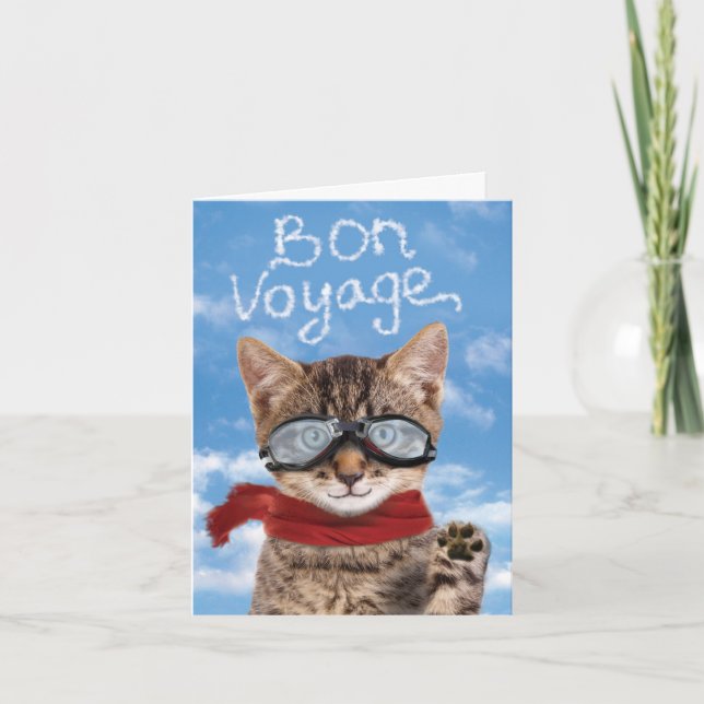 Goodbye Cat - Funny Pet Animal Bon Voyage Greeting Card (Front)