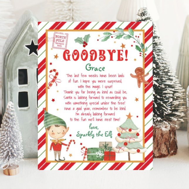 Goodbye Christmas Elf Letter Poster (Goodbye Christmas Elf. Personalize your Christmas Elf letter, download, print from home.)