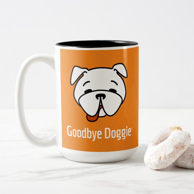 Goodbye Doggie Orange Two-Tone Coffee Mug (With Donut)
