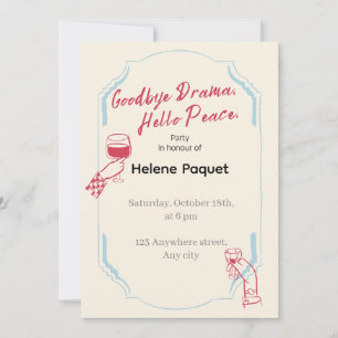 Goodbye Drama Hello Peace Funny Divorce Party Invitation