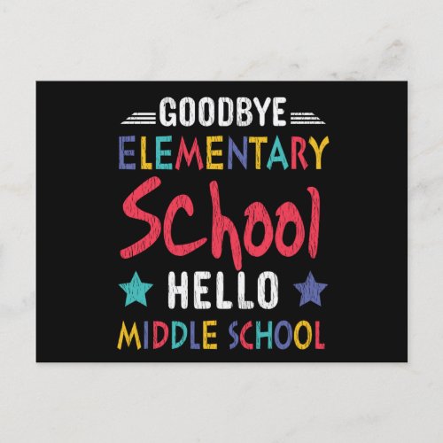Goodbye Elementary School Hello Middle School Kids Postcard