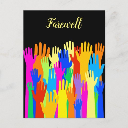 Goodbye Farewell Community of Diverse Hands Postcard