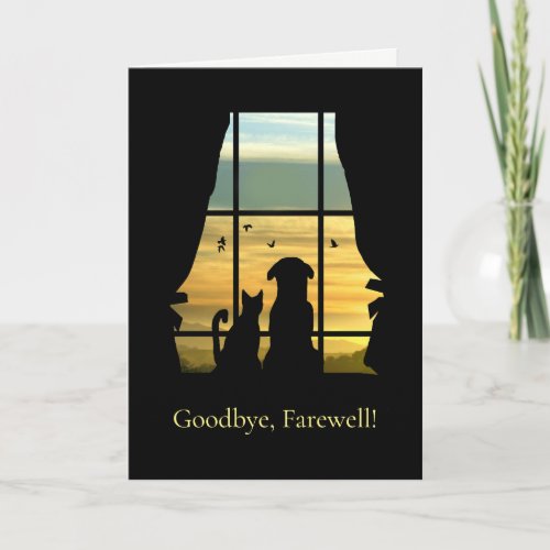 Goodbye Farewell Cute Dog and Cat Card