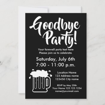 Goodbye Farewell Going Away Beer Party Invitations by logotees at Zazzle