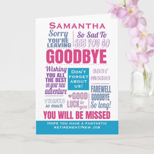 Goodbye Farewell New Job Retirement Card (Orchid)