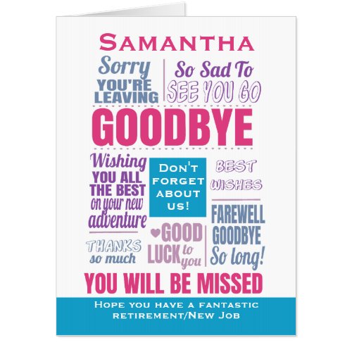 Goodbye Farewell New Job Retirement Card