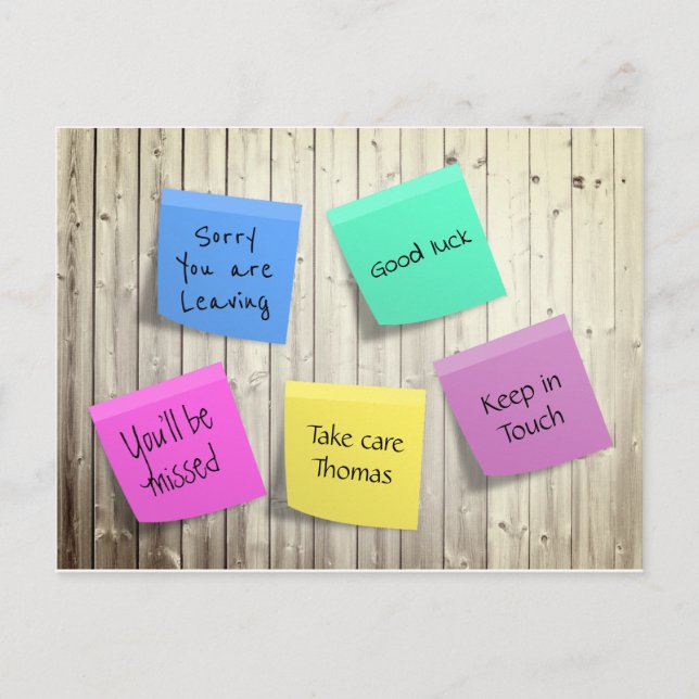 Goodbye Farewell Post-its Postcard (Front)