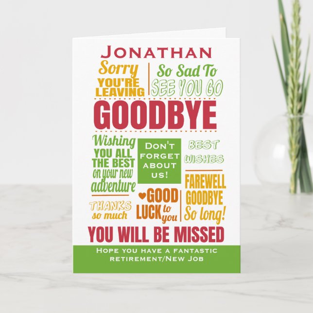 Goodbye Farewell Retirement Typography Card (Front)