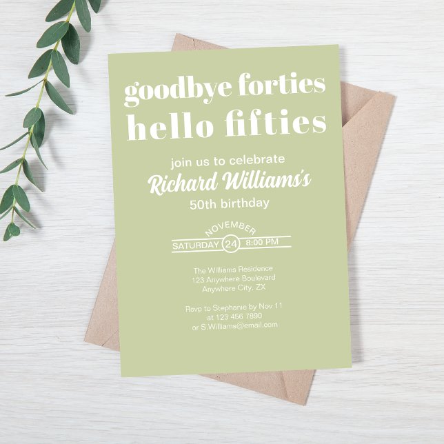 Goodbye Forties Hello Fifties 50th Birthday Party Invitation (Creator Uploaded)