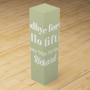 Goodbye Forties Hello Fifties 50th Birthday Party Wine Box