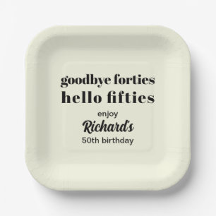Goodbye Forties Hello Fifties Modern 50th Birthday Paper Plates