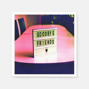 Goodbye Friends Heard Pink Napkins