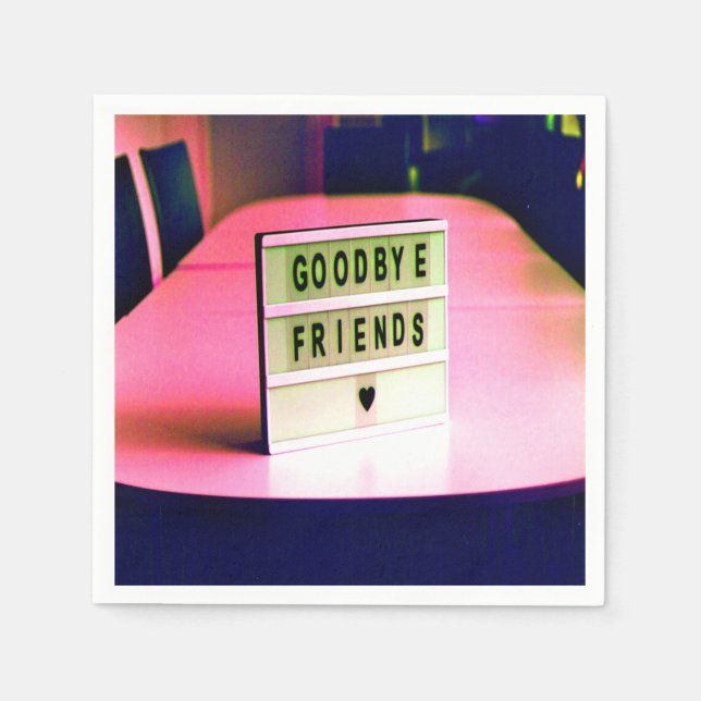 Goodbye Friends Heard Pink Napkins (Front)