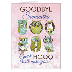 Goodbye Funny Owl Miss You Oversized Card