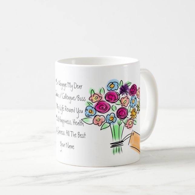 Goodbye Gift Personalized Flowers Woman Coffee Mug (Front Right)