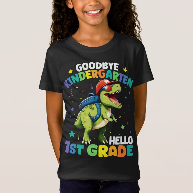 Goodbye Kindergarten Graduation Dinosaur Trex  T-Shirt (Front)