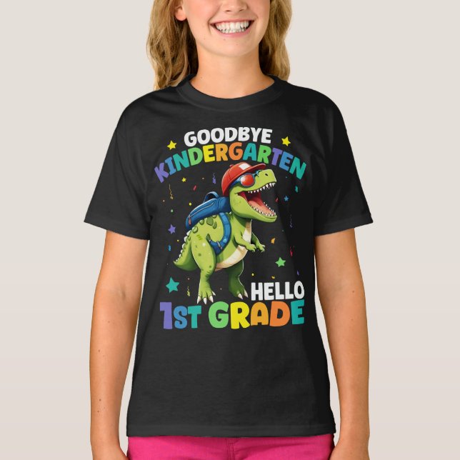 Goodbye Kindergarten Graduation Dinosaur Trex  T-Shirt (Front)