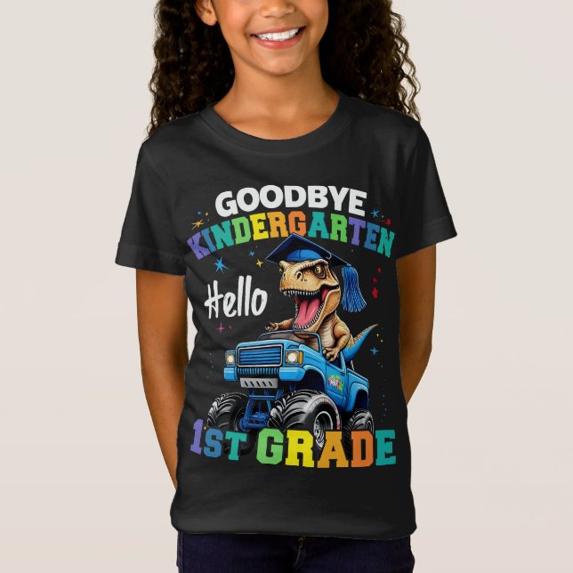 Goodbye Kindergarten Monster Truck Trex Graduation T-Shirt (Front)