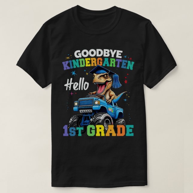 Goodbye Kindergarten Monster Truck Trex Graduation T-Shirt (Design Front)