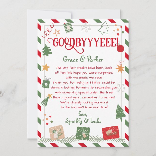 Goodbye Letter from Your Christmas Elves Invitation (Front)