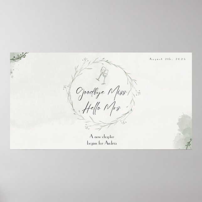 Goodbye Miss, Hello Mrs | Bridal Shower Poster  (Front)