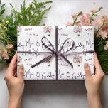 Goodbye Miss Hello Mrs Floral Bridal Shower Wrapping Paper<br><div class="desc">Modern Goodbye Miss Hello Mrs floral Bridal Shower Wrapping Paper. The design has a white color background with the quote "GOODBYE MISS HELLO MRS" and space to add the bride's name and the date in purple. For those Bridal shower return gifts, this elegant yet simple personalized wrapping paper is perfect...</div>