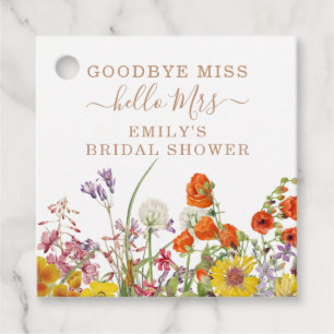 Goodbye Miss Hello Mrs Wildflower Bridal Shower Favor Tags