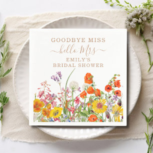 Goodbye Miss Hello Mrs Wildflower Bridal Shower Napkins