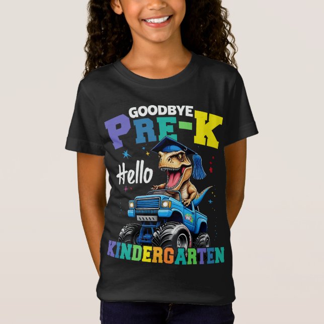 Goodbye Pre-k Monster Truck T rex Graduation Boys  T-Shirt (Front)