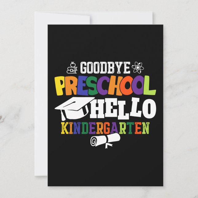 Goodbye Preschool Hello Kindergarten PreK Invitation (Front)