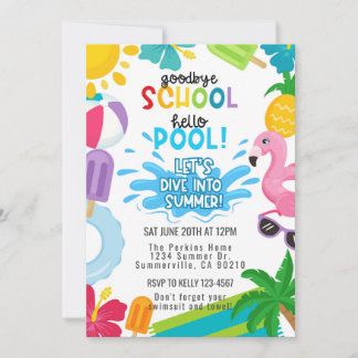 Goodbye School, Hello Pool Summer Invitation