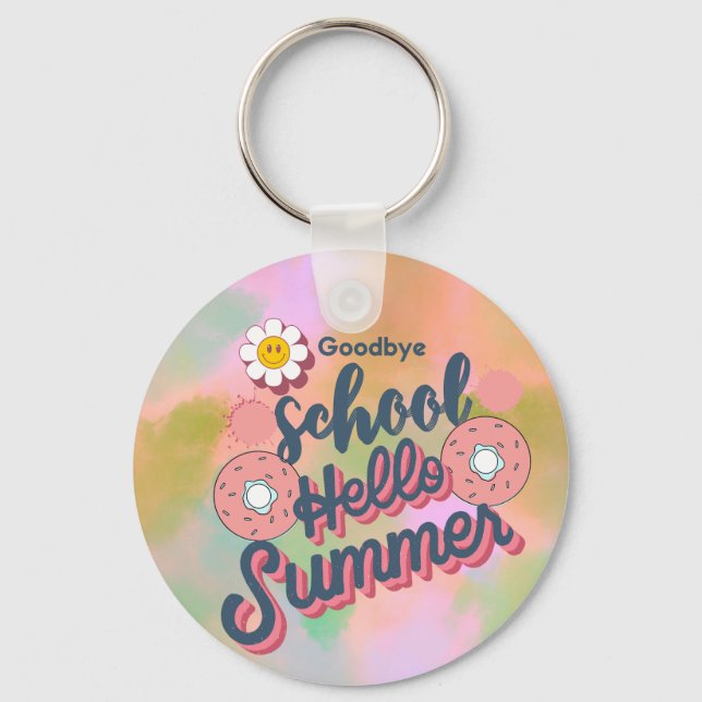 Goodbye School Hello Summer Donut Art Keychain (Front)