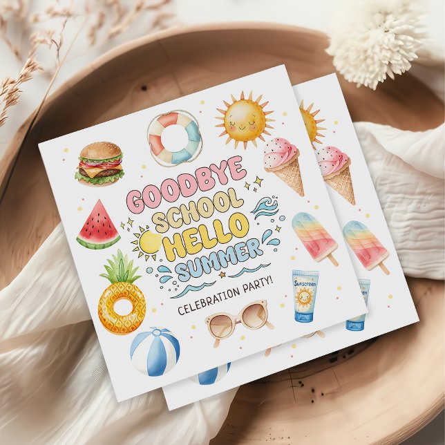 Goodbye School, Hello Summer, End of School Napkins (Creator Uploaded)