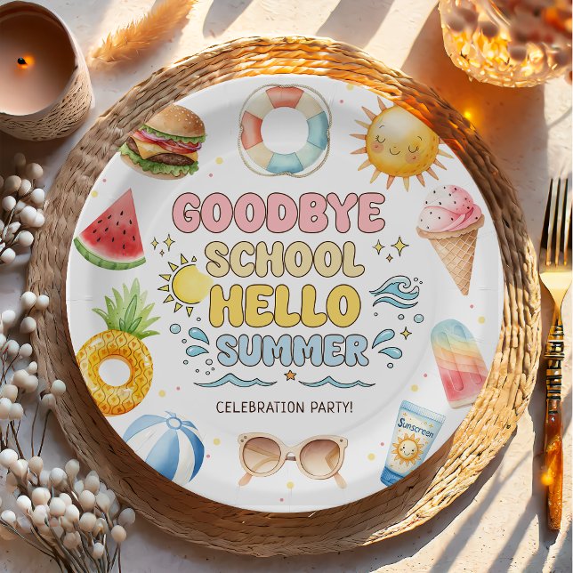 Goodbye School, Hello Summer, End of School Paper Plates (Creator Uploaded)