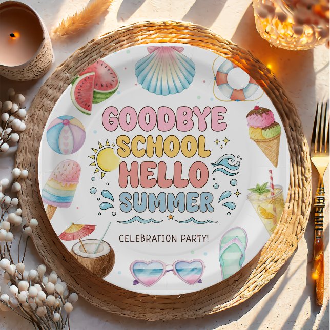 Goodbye School, Hello Summer, End of School Paper Plates (Creator Uploaded)