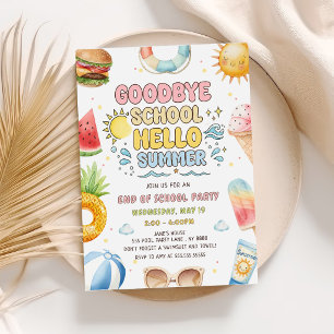 Goodbye School, Hello Summer, End of School Party Invitation