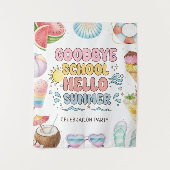 Goodbye School, Hello Summer, End of School Tapest Tapestry (Front)
