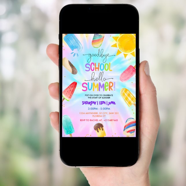 Goodbye School Hello Summer Pool Party Invitation (Front Digital)
