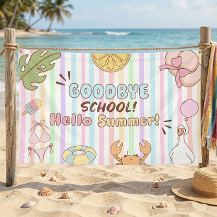 Goodbye School Hello Summer Stripes Pastel Banner