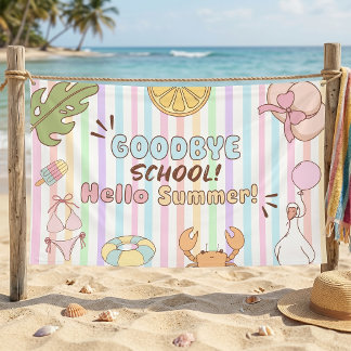Goodbye School Hello Summer Stripes Pastel Banner