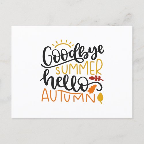Goodbye summer hello autumn postcard