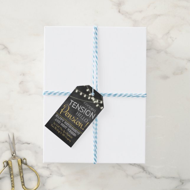 Goodbye Tension Hello Pension Gift Tag (With Twine)