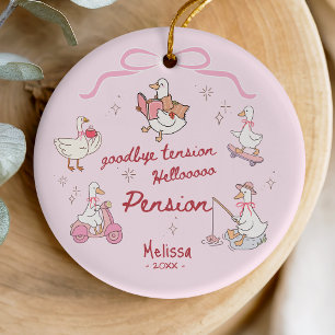 Goodbye tension hello pension silly duck retired ceramic ornament