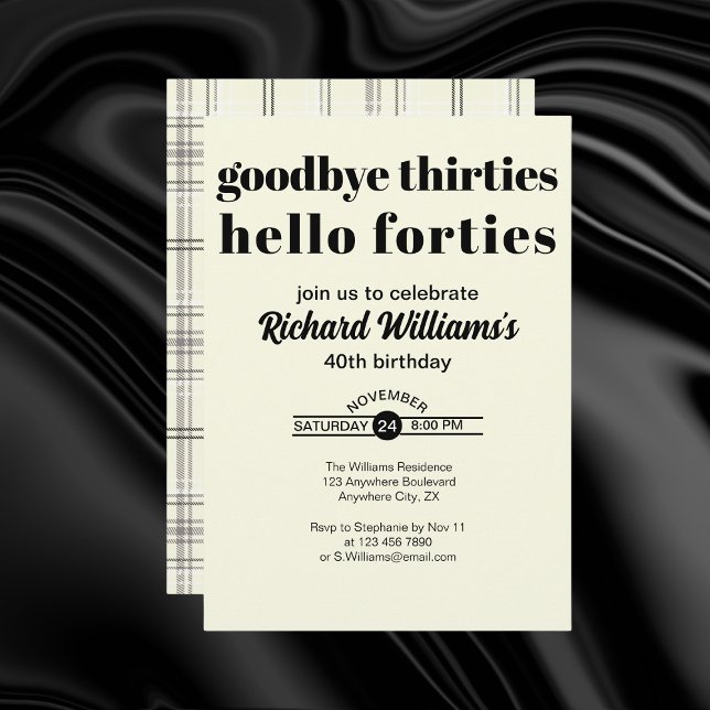 Goodbye Thirtis Hello Forties Modern 40th Birthday Invitation (Creator Uploaded)