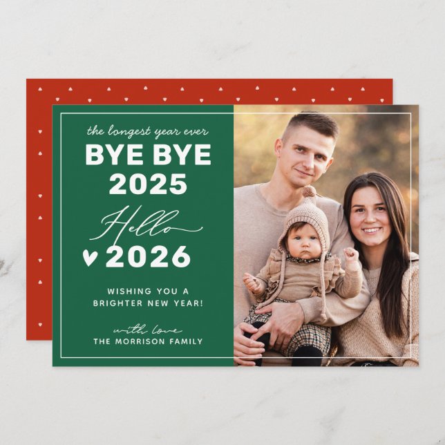 Goodbye to the 2025 - 2026 New Year Photo Holiday Card (Front/Back)