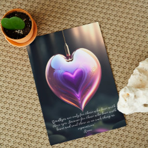 Goodbyes Rumi Quote Glass Heart Greeting Card