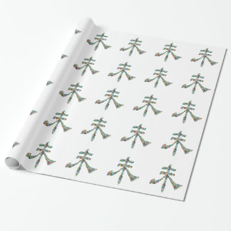 Goodluck Script : Chinese Oriental Gems Wrapping Paper