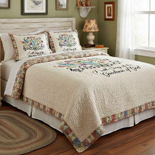 Goodness of God quilted look floral music Duvet Cover