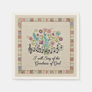 Goodness of God quilted look floral music Napkins